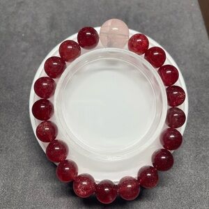 Genuine Strawberry Quartz Bracelet